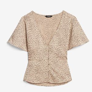 Leopard Print Short Sleeve Peplum Shirt